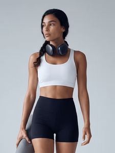 Women Scoop <b>Neck</b> Sports Bra Adjustable Strap Cutout Racerback Removable <b>Padded</b> Activewear Bralette High Impact Workout Crop Top - Product Image 1