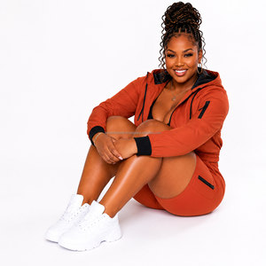 Custom Embroidered Logo Ladies Two Piece Windbreaker <b>Set</b> Breathable Nylon Fabric Contrast Piping Trim Custom Factory Wear New - Product Image 4