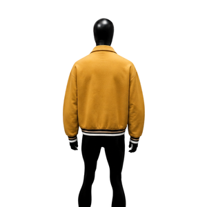 <b>Men's</b> Yellow <b>Bomber</b> <b>Jacket</b> With Zipper Closure Turn-down Collar Casual Style Regular Fit Solid Color Polyester Material Autumn W - Product Image 2