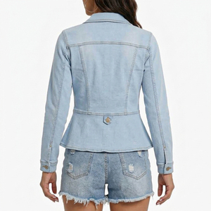 Vestes en jean respirantes pour femmes, taille standard, fermeture à boutons, manches longues, coupe moderne, logo personnalisé, veste en jean pour femmes - Product Image 2