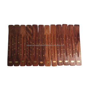 Triple lune et étoile incrustation d'encens en bois porte-attrape-cendres plateau de bâton d'encens fait à la main utilisation pour le bureau de l'hôtel au meilleur prix - Product Image 2