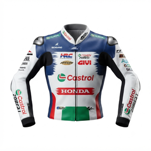 Men’s Zonda Cowhide Leather <b>Racing</b> <b>Jacket</b>/Chaqueta MotoCP Style CE Level 2 Armor Motorcycle Track Riding Protective Gear CE - Product Image 1