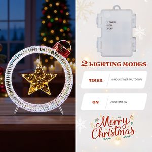Set di 3 Decorazioni Natalizie a Forma di Lampadina Iridescente, Pre-Illuminate con 295 LED Bianchi per Decorazioni Festive Natalizie - Product Image 4