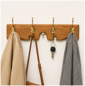 Wholesale Modern Solid Wall Mounted Coat <b>Rack</b> with 4 Polished Brass Hooks Premium Entryway Organizer for Coats Hats and Bags - Product Image 4