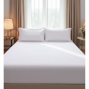 Juego de Ropa de Cama de Percal Blanco de 210 Hilos, Estilo Americano, 6 Piezas, Sábanas Ajustables y Planas para Cama Matrimonial - Product Image 3