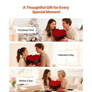 Forever Flowers Confezione a Forma di Cuore da 27 Pezzi, Regalo di Compleanno Immortale, Consegna Prime-27 Rose Conservate, Bouquet Eterno - Product Image 5