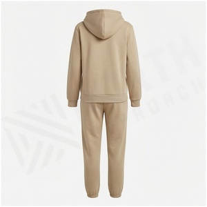 <b>Women</b> 100% Cotton Hooded Tracksuit Set Full <b>Zip</b> Sweatshirt Jogger Pants Solid Color Casual Autumn Wear - Product Image 2