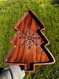 Bandeja de madera navideña, bandeja de madera para servir, bandeja decorativa navideña, bandeja de desayuno navideña - Product Image 3