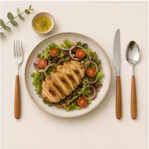 Ensemble de couverts en acier inoxydable de qualité supérieure avec manches en bois d'acacia naturel, ensemble de couverts pour la maison et les restaurants, vaisselle écologique - Product Image 6