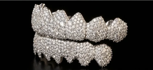 Grillz dentaire unisexe en argent sterling 925, 8 sur 8, avec mosaïque supérieure et inférieure, en moissanite VVS VS, Grillz de qualité supérieure - Product Image 3