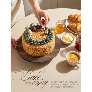 ฐานวางเค้กไม้วอลนัทสุดหรูพร้อมฐานกำมะหยี่ |   ชั้นวางขนมเบเกอรี่ขายส่ง - Product Image 5