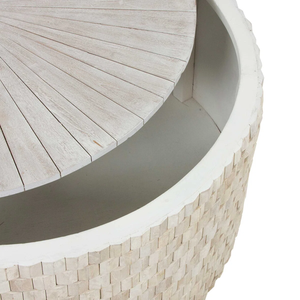 ความสง่างามตามธรรมชาติ ของตกแต่งบ้านที่น่าดึงดูด โต๊ะกาแฟไม้มะม่วงลายใหม่ ตกแต่งสไตล์วินเทจสีขาวล้าง สำหรับห้องนั่งเล่น - Product Image 4