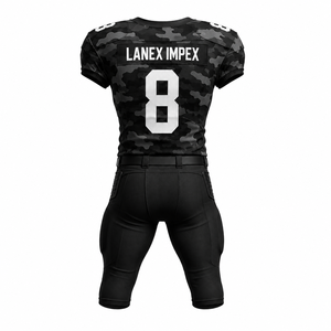 Uniforme de Fútbol Americano para Hombre de Alta Calidad, Conjunto de Pantalones y Jersey Sublimados en Negro Camuflaje, Número 8, Poliéster Transpirable - Product Image 3