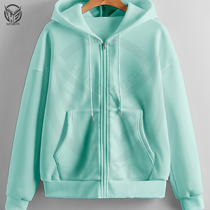 Sweat à capuche zippé pour homme, coupe oversize, en molleton bouclette épais, à épaules tombantes, haute qualité, séchage rapide, coupe-vent, pour l'hiver - Product Image 1