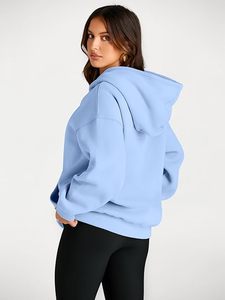Sudadera con Capucha Extra Grande Personalizada para Mujer, Hombros Caídos, Color Sólido, Felpa de Algodón, Fabricante de Sudaderas - Product Image 4