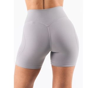<b>Womens</b> Light Gray High Waist Seamless Gymwear <b>Shorts</b> Stretch <b>Compression</b> Workout Fitness Training Athletic Activewear Wear - Product Image 2