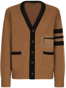 Cardigan pour homme à col en V avec bordure blanche et fermeture boutonnée, manches longues, tricot acrylique avec logos personnalisés - Product Image 2