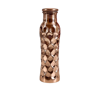 Botella de Agua Hecha a Mano de Cobre Puro con Acabado Martillado Premium de 1000 ml, a Prueba de Fugas y sin Juntas, Recipiente Ayurvédico para Beber - Product Image 2