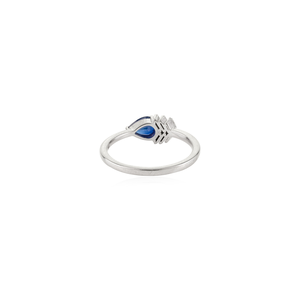 18K White Gold Pear Cut Pink Sapphire & Diamond Solitaire Statement Ring - Product Image 6