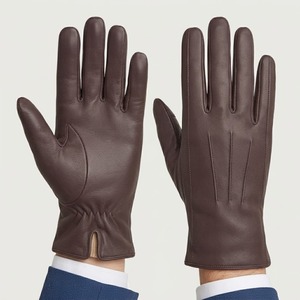 Mens Four Seasons PU Leather Plain Wrist-Length Warm <b>Thermal</b> Touchscreen Driving Gloves with <b>Wool</b> Lining - Product Image 1