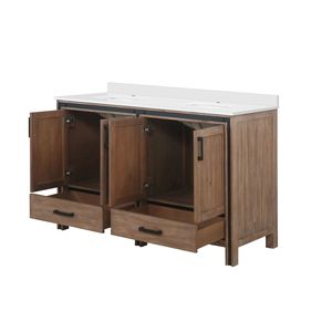 Legno Rustico Stile Barnwood 60 Pollici L X 22 Pollici Mobile Bagno Doppio con Top in Marmo Coltivato - Product Image 4