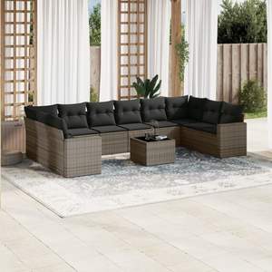 Conjunto de Sofás de Jardín de Ratán Gris Oscuro, 6 Plazas, Resistente a la Intemperie, Muebles de Exterior de Diseño Contemporáneo - Product Image 1
