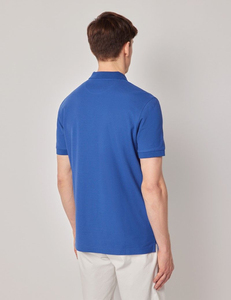 เสื้อโปโลผู้ชายสีน้ำเงิน ผ้าฝ้าย แขนสั้น ทรงปกติ สีพื้น ผ้าถัก ระบายอากาศได้ดี สวมใส่สบาย - Product Image 2
