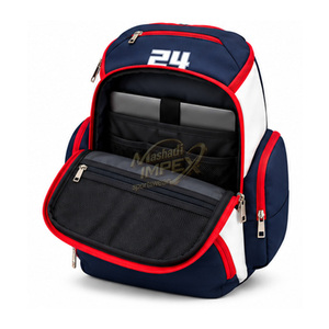 Mashadi IMPEX Navy White Red Sports Backpack Unisex <b>Large</b> Capacity Laptop Daypack with 24 Number <b>Print</b> - Product Image 1