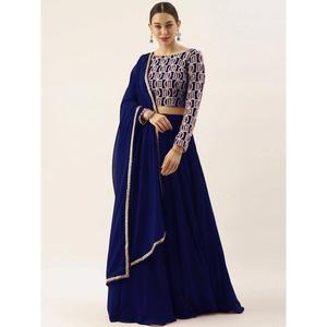 Charmant fil bleu travail Georgette Sangeet Wear Lehenga Choli - Product Image 2