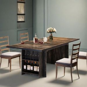 Tavolo da Pranzo Rettangolare Nero da 160 cm con Contenitore per Cucina, per 4 Persone - Product Image 1