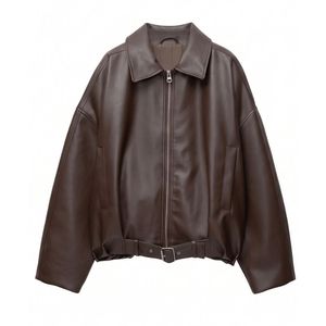 Custom High Quality Lambskin <b>Leather</b> <b>Jacket</b> Comfortable Dropped Long Sleeves Turn Down Collar <b>Plus</b> <b>Size</b> Belted Women Coats - Product Image 1