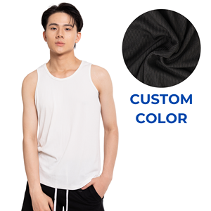 Camiseta sin mangas formal de algodón/bambú de alta calidad para hombre, tejido de punto teñido, personalizada ODM, venta al por mayor, Vietnam, plazo de entrega de muestra de 7 días - Product Image 3