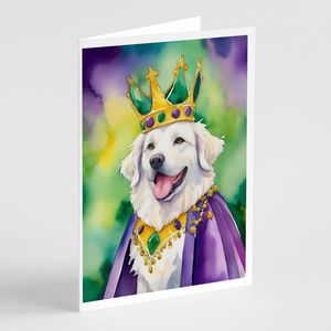Kuvasz King of Mardi Gras Tarjetas de felicitación Paquete de 8 Whimsical A7 Tamaño 5x7 Tarjetas de notas en blanco con sobres - Product Image 1