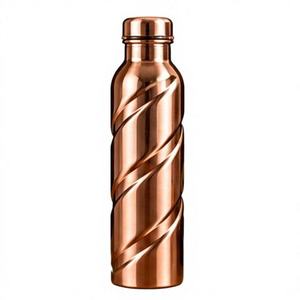<b>Copper</b> <b>Water</b> <b>Bottle</b> with Spiral Twisted Design Polished Eco-Friendly Large Capacity Portable Drinkware - Product Image 1