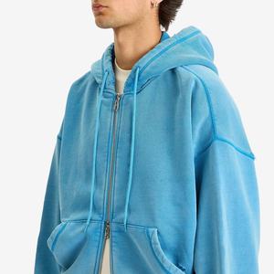 Wholesale Heavyweight Cotton <b>Zip</b> Up Hoodie Puff Print Custom Logo Men's Streetwear Factory Direct - Product Image 2