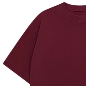 Men Oversized Burgundy T Shirt Short Sleeve Crew Neck Cotton Casual Streetwear Top <b>Small</b> <b>Chest</b> Logo Print Summer Tee - Product Image 3