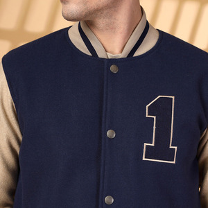 Veste de baseball pour homme à blocs de couleur, fermeture à boutons-pression, manches longues, légère, avec badge numéro 1 - Product Image 6
