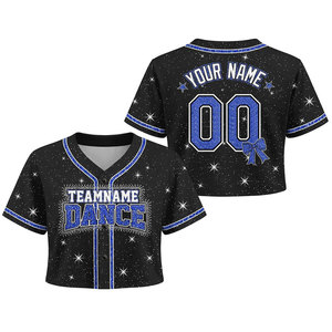 Maillot de baseball personnalisé à paillettes avec nom, numéro et logo, chemise scintillante pour équipe, pour femmes, jeunes et enfants, 100 % polyester, à enfiler - Product Image 3