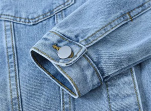 <b>Customized</b> Light Blue Oversized <b>Denim</b> <b>Jacket</b> Casual Jean Coat with Folded Cuffs for Men & Women Oem Colors Available - Product Image 4