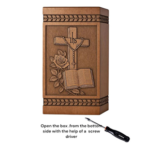Engraved Bible Cross Wooden Cremation Urn - Personalized Christian Memorial Memorial Keepsake by AYAANS - Product Image 6