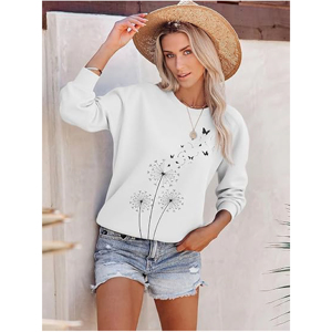 Sudadera Personalizada OEM para Mujer con Estampado Gráfico de Mariposa y Diente de León, Hombros Caídos, Felpa Gruesa, Estilo Casual - Product Image 5