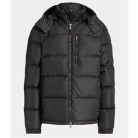 Blouson matelassé imperméable noir pour homme, col montant, coupe-vent, décontracté, hiver, fermeture éclair, manches classiques, couleur unie, capuche intégrée