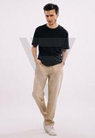 Celana Jeans Pria Model Straight High Street Desain Patchwork 100% Katun Khaki, Kancing Resleting, Potongan Tapered, Distressed, dan Softener