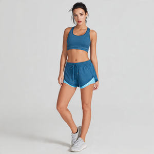 Shorts de compresión 2 en 1 para gimnasio y fitness para mujer, shorts de doble capa para correr en verano, shorts deportivos con cintura elástica para mujer, shorts 2 en 1. - Product Image 4