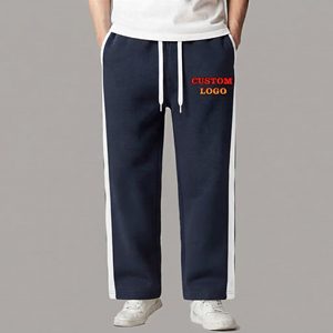 Pantalon de jogging décontracté pour homme, coupe ample et large, 100% coton, respirant, coupe-vent, bicolore, poids moyen, écologique - Product Image 1