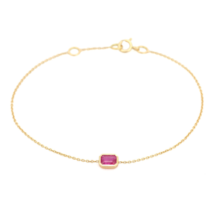 Colección de Piedras Preciosas Naturales, Pulsera de Oro Amarillo Real de 14K con Bisel de Rubí Fino, Regalo de Aniversario - Product Image 6