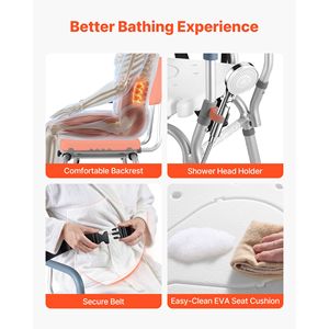 Chaise de douche coulissante robuste avec accoudoirs et dossier, capacité 400 lb, banc de transfert pour baignoire, équipement de sécurité pour la douche - Product Image 6