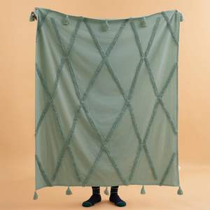 Manta Decorativa Tejida 100% Algodón con Diseño Tufted – Manta Boho Texturizada Hecha a Mano para Sofá, Textil para el Hogar Personalizado OEM - Product Image 5