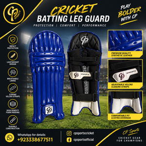 อุปกรณ์ป้องกันขาสำหรับตีคริกเก็ต CP Sports Professional PU Leather รุ่น Royal Blue แบบมีแผ่นรอง สำหรับมือขวา/ซ้าย เหมาะสำหรับการฝึกซ้อมในสโมสร - Product Image 6