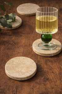 Posavasos minimalistas de piedra travertino, decoración natural para mesa, juego de 4 posavasos para bebidas - Product Image 2